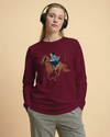 Onna Bugeisha Riding Horse Japanese Ukiyo-e Unisex Long Sleeve Tee