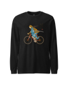 Onna Musha Riding Bicycle Japanese Ukiyo-e Unisex Long Sleeve Tee Black - Samurai Original