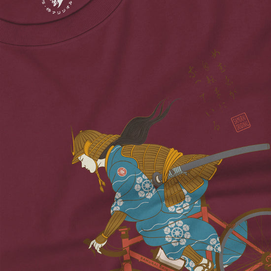 Onna Musha Riding Bicycle Japanese Ukiyo-e Unisex Long Sleeve Tee - Samurai Original