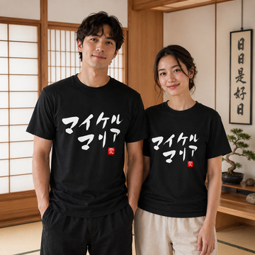Personalized Japanese Couple Name Seal Classic T-shirt - Samurai Original