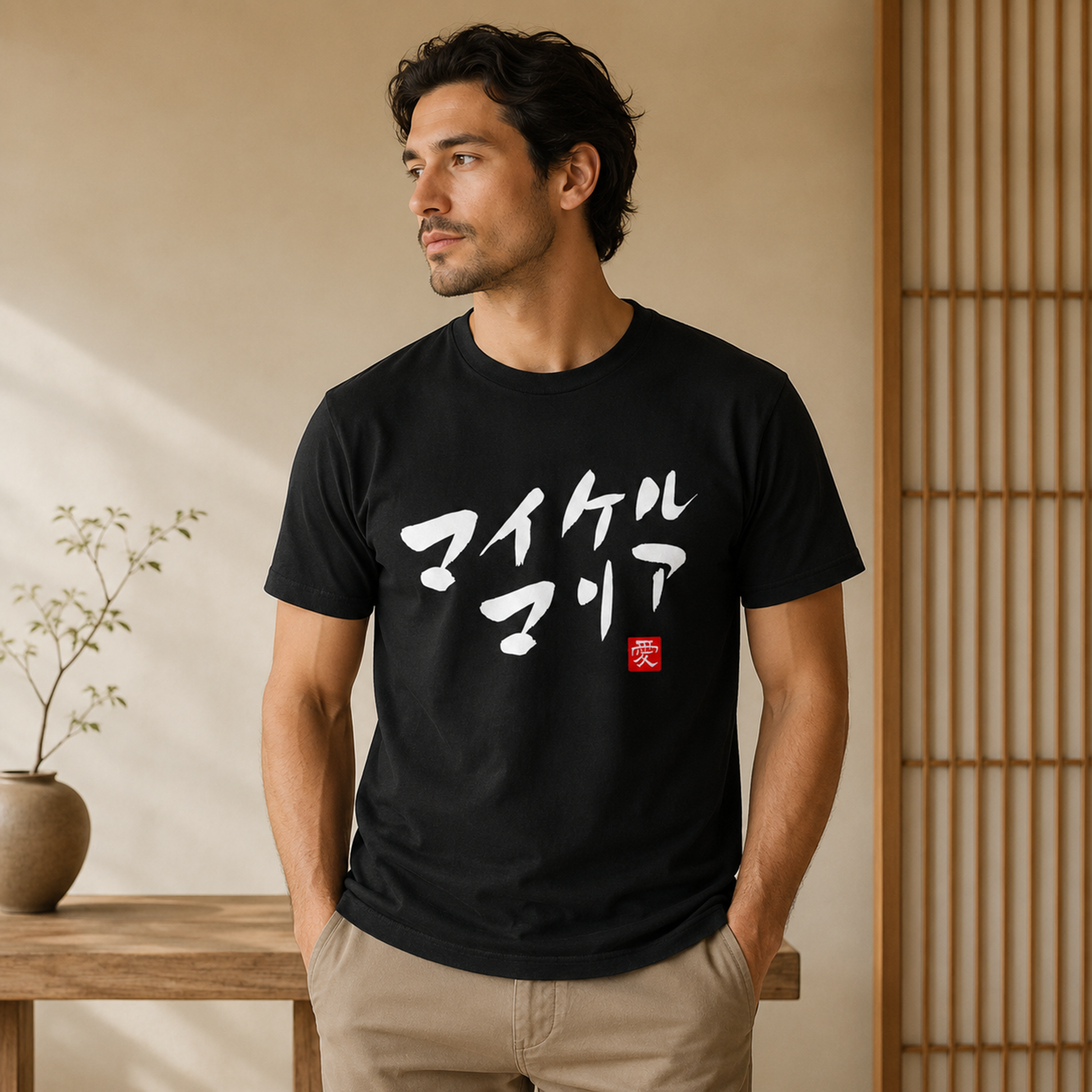 Personalized Japanese Couple Name Seal Classic T-shirt - Samurai Original