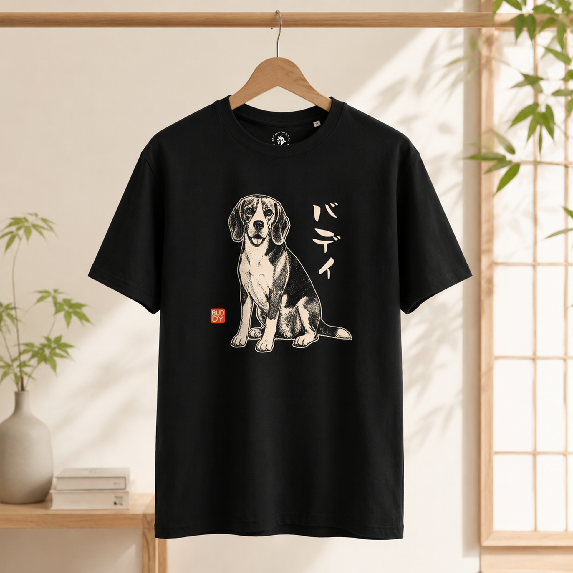 Personalized Japanese Pet Portrait Classic Organic T-Shirt - Samurai Original