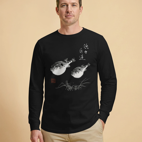 Pufferfish Sumi-e Unisex Long Sleeve Tee - Samurai Original