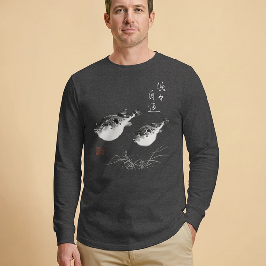 Pufferfish Sumi-e Unisex Long Sleeve Tee - Samurai Original