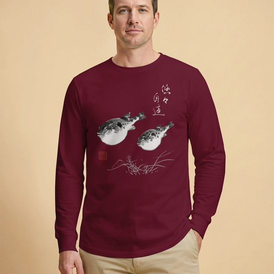 Pufferfish Sumi-e Unisex Long Sleeve Tee - Samurai Original