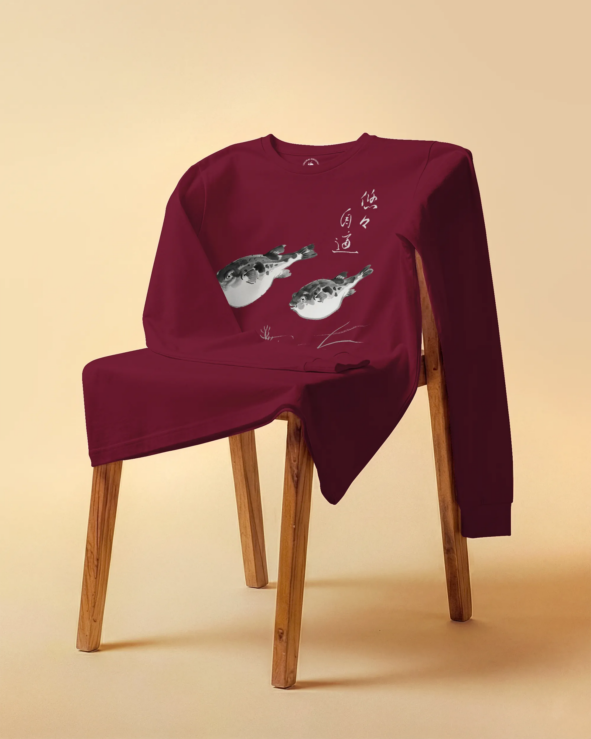 Pufferfish Sumi-e Unisex Long Sleeve Tee - Samurai Original