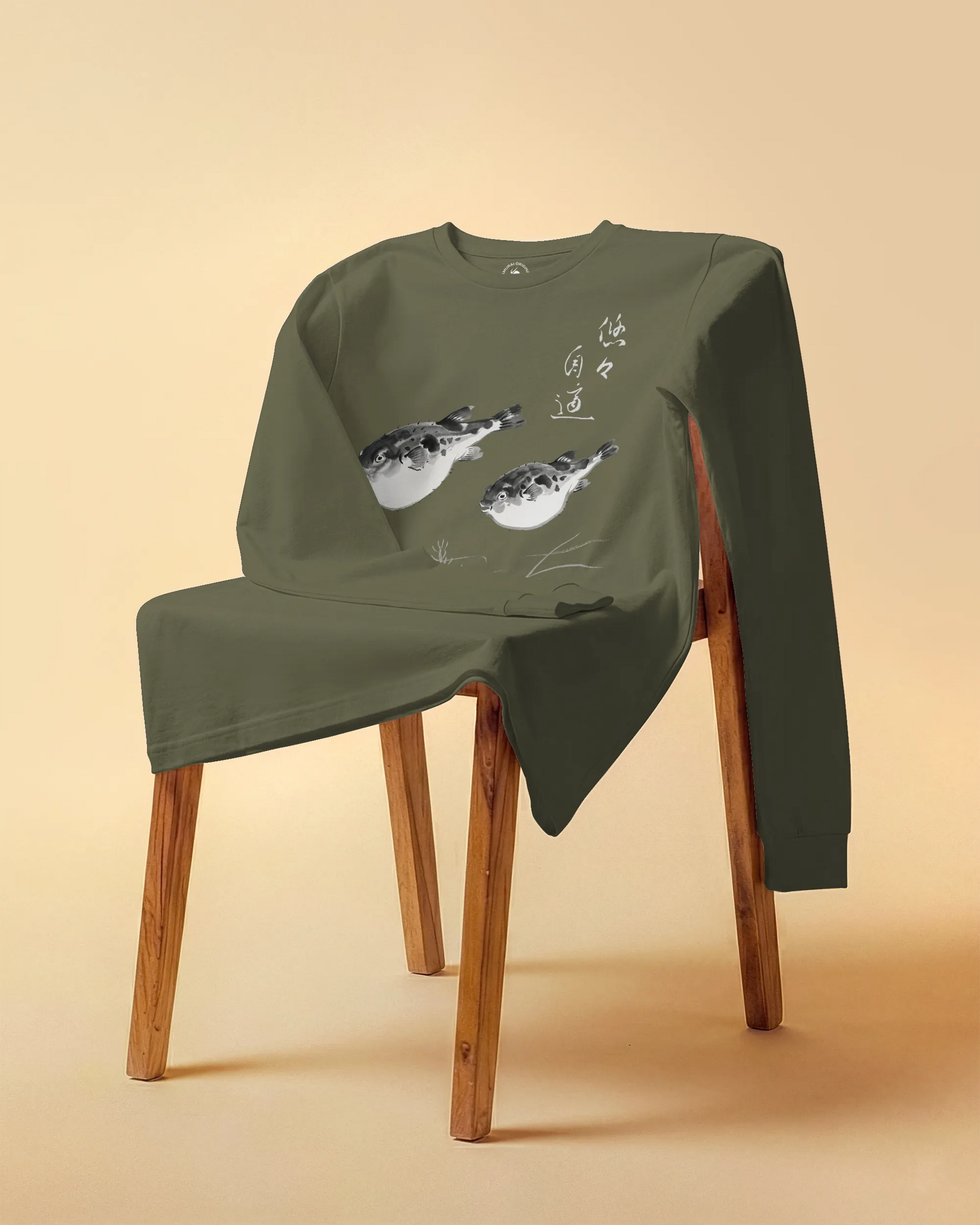 Pufferfish Sumi-e Unisex Long Sleeve Tee - Samurai Original