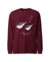 Pufferfish Sumi-e Unisex Long Sleeve Tee Maroon - Samurai Original