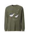 Pufferfish Sumi-e Unisex Long Sleeve Tee Military Green - Samurai Original