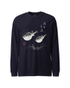 Pufferfish Sumi-e Unisex Long Sleeve Tee Navy - Samurai Original
