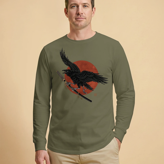 Ronin Raven Unisex Long Sleeve Tee - Samurai Original