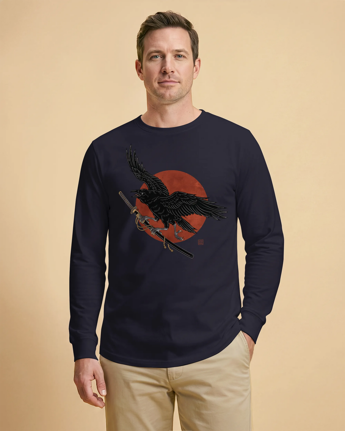 Ronin Raven Unisex Long Sleeve Tee - Samurai Original
