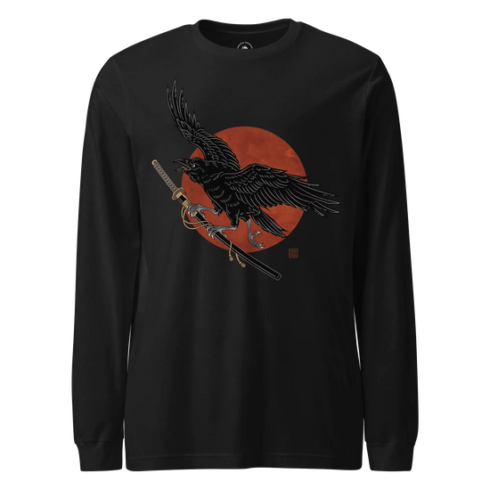 Ronin Raven Unisex Long Sleeve Tee Black - Samurai Original