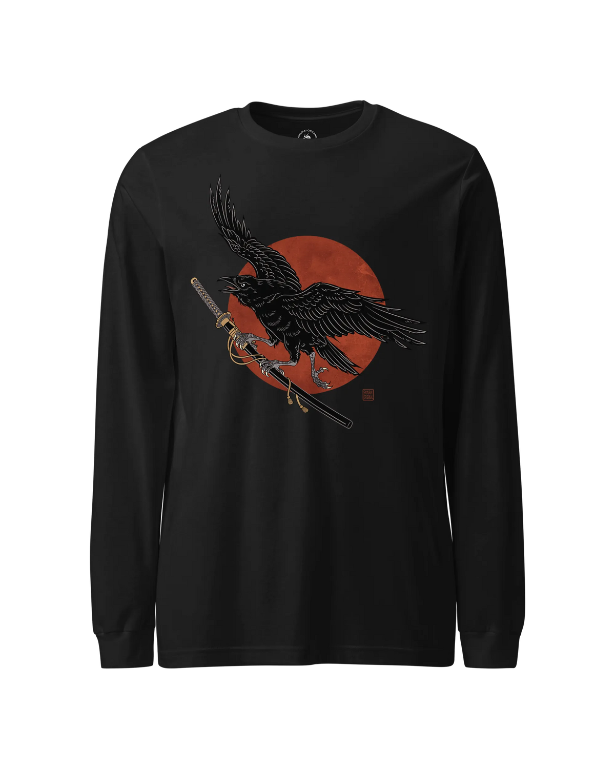 Ronin Raven Unisex Long Sleeve Tee Black - Samurai Original