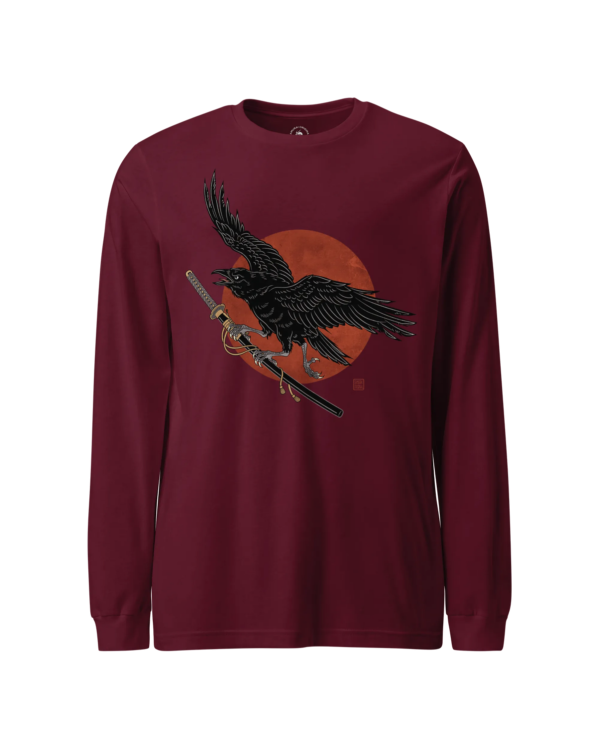 Ronin Raven Unisex Long Sleeve Tee Maroon - Samurai Original