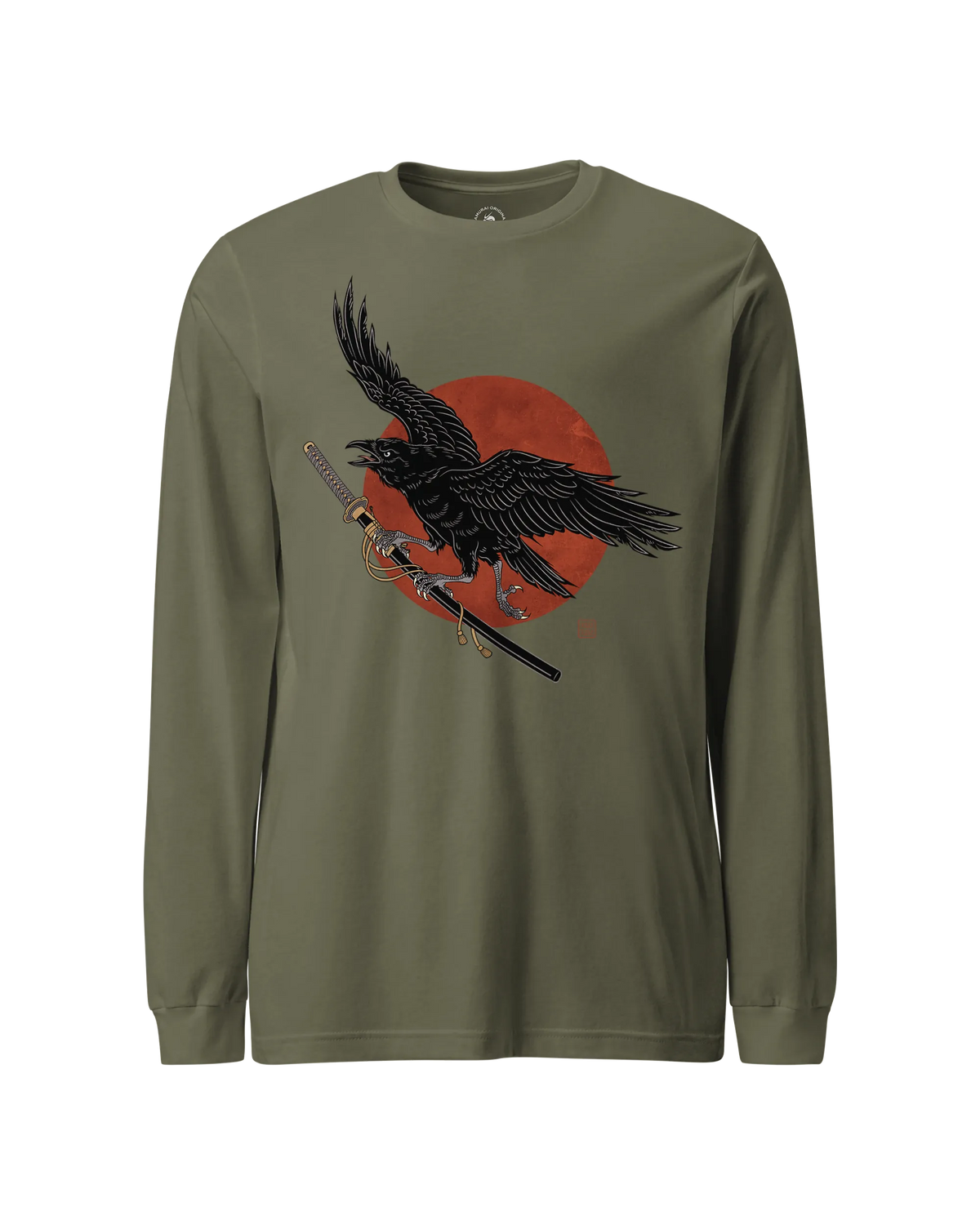Ronin Raven Unisex Long Sleeve Tee Military Green - Samurai Original
