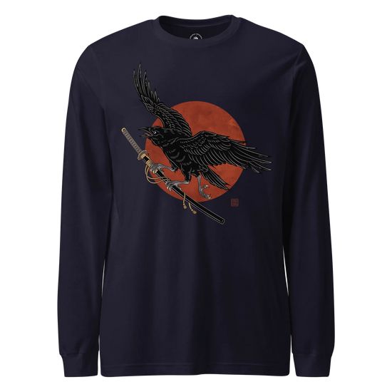 Ronin Raven Unisex Long Sleeve Tee Navy - Samurai Original