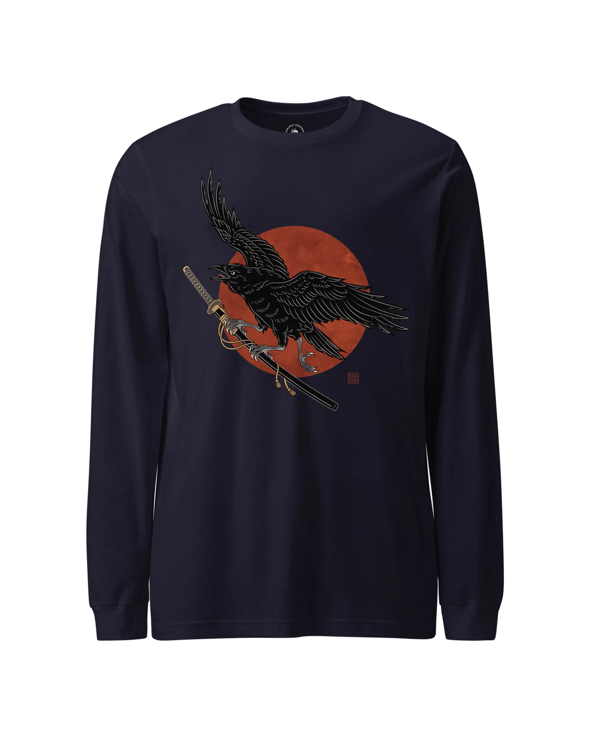 Ronin Raven Unisex Long Sleeve Tee Navy - Samurai Original