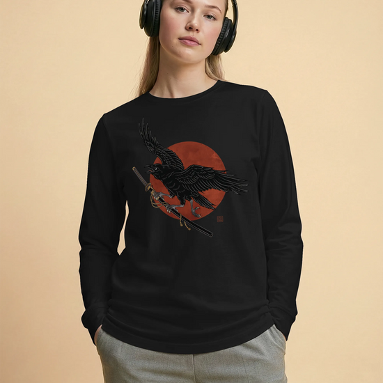 Ronin Raven Unisex Long Sleeve Tee - Samurai Original