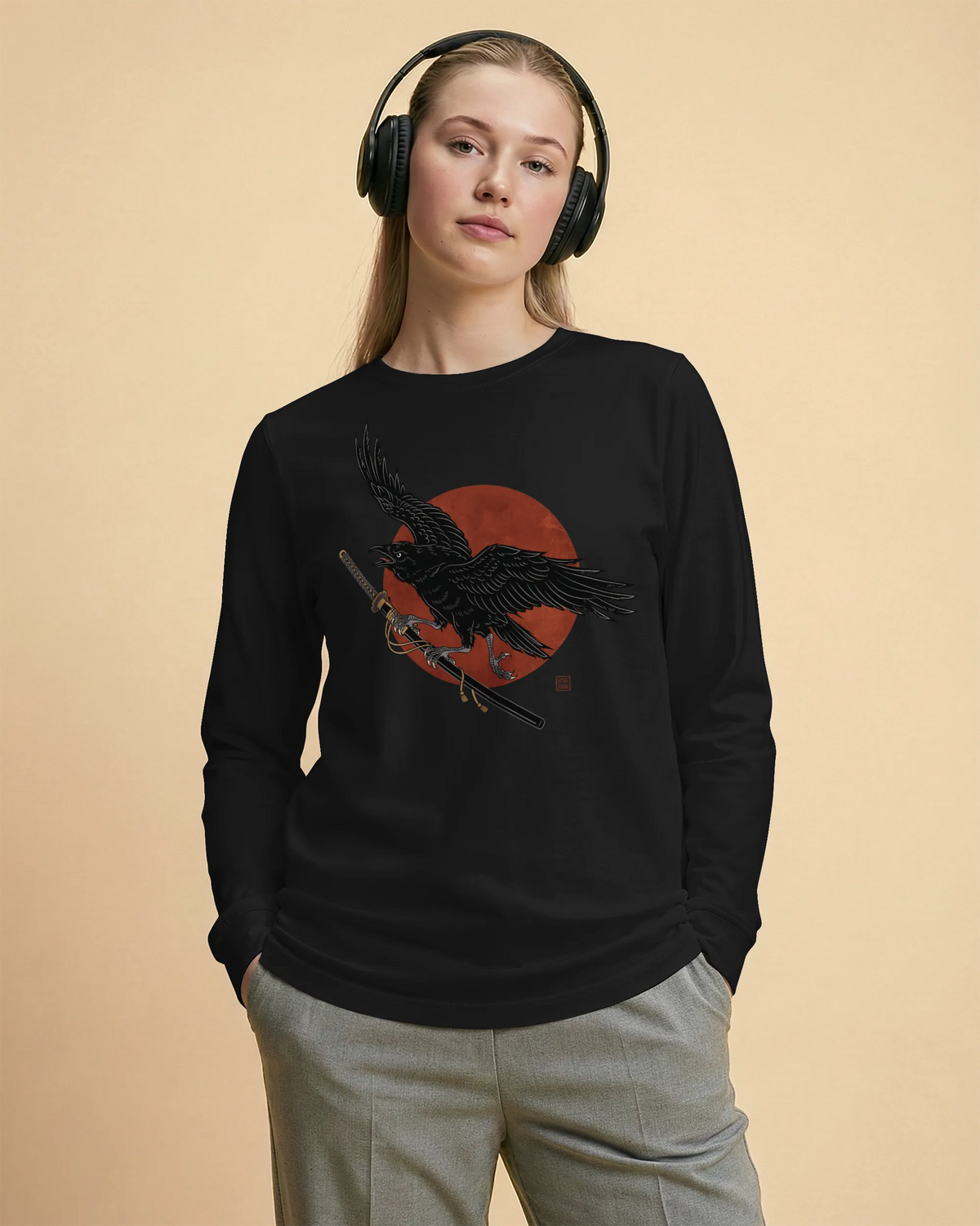 Ronin Raven Unisex Long Sleeve Tee - Samurai Original