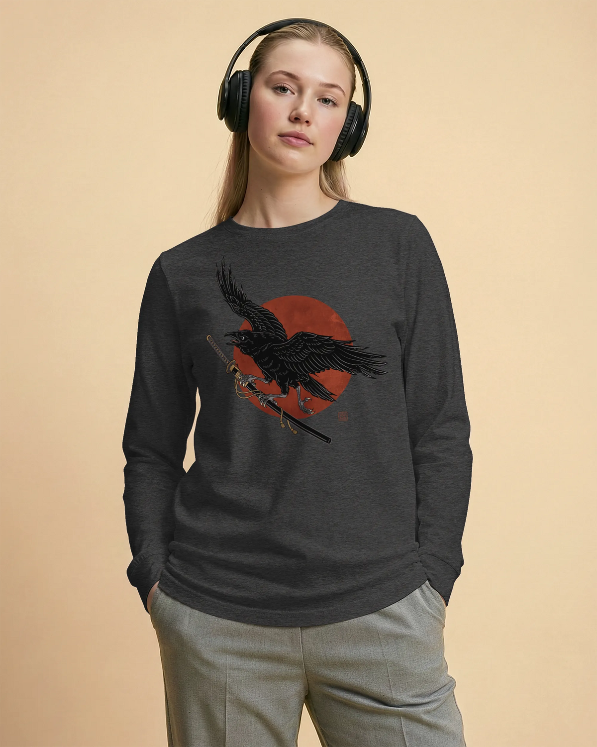 Ronin Raven Unisex Long Sleeve Tee - Samurai Original