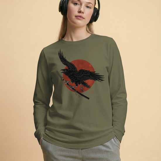 Ronin Raven Unisex Long Sleeve Tee - Samurai Original