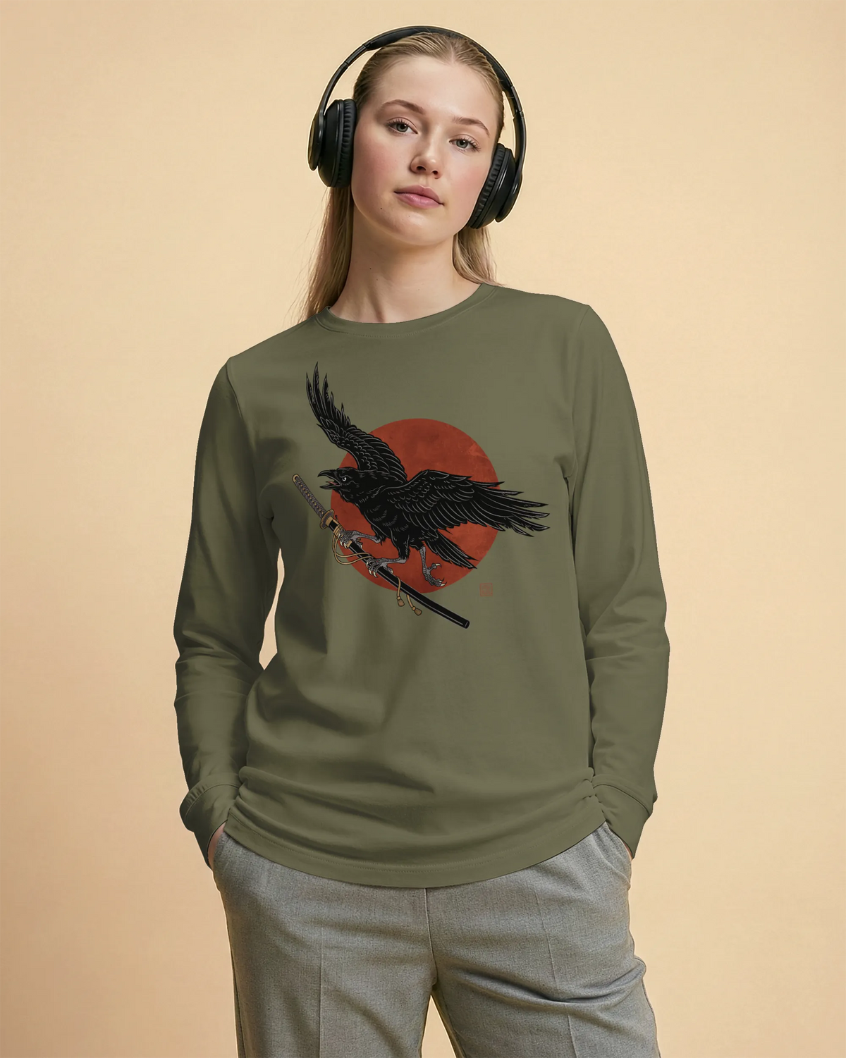 Ronin Raven Unisex Long Sleeve Tee - Samurai Original