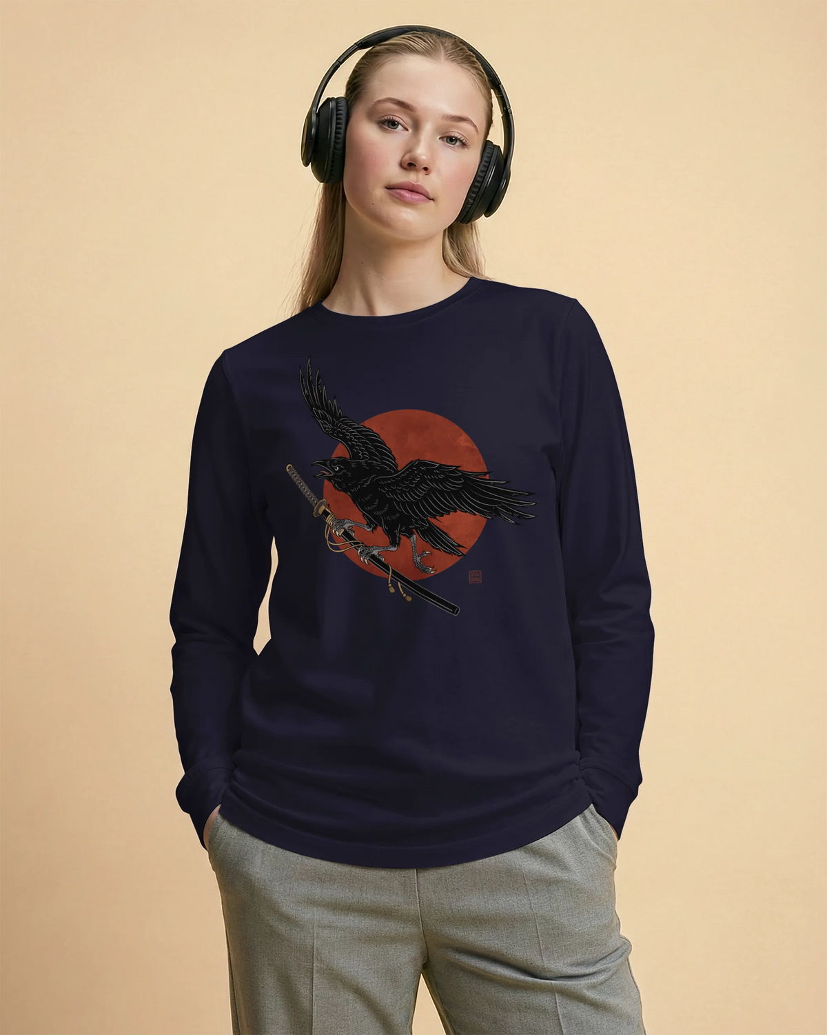 Ronin Raven Unisex Long Sleeve Tee - Samurai Original