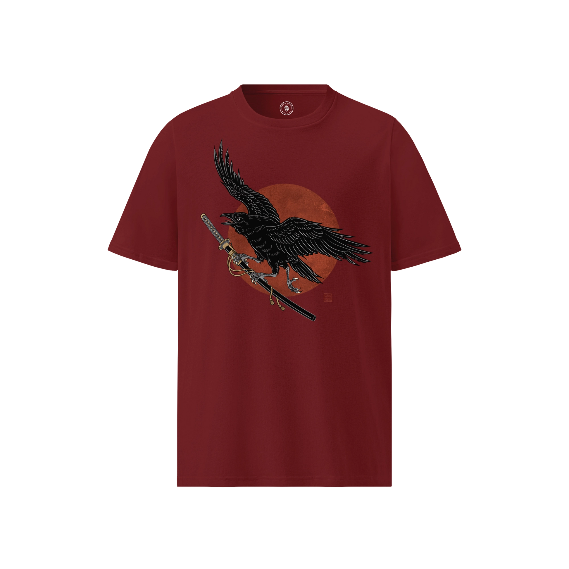 Ronin Raven Organic T-shirt Burgundy - Samurai Original