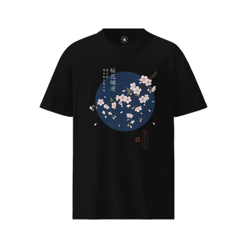 Sakura Blossom Ukiyo-e Organic T-Shirt Black - Samurai Original