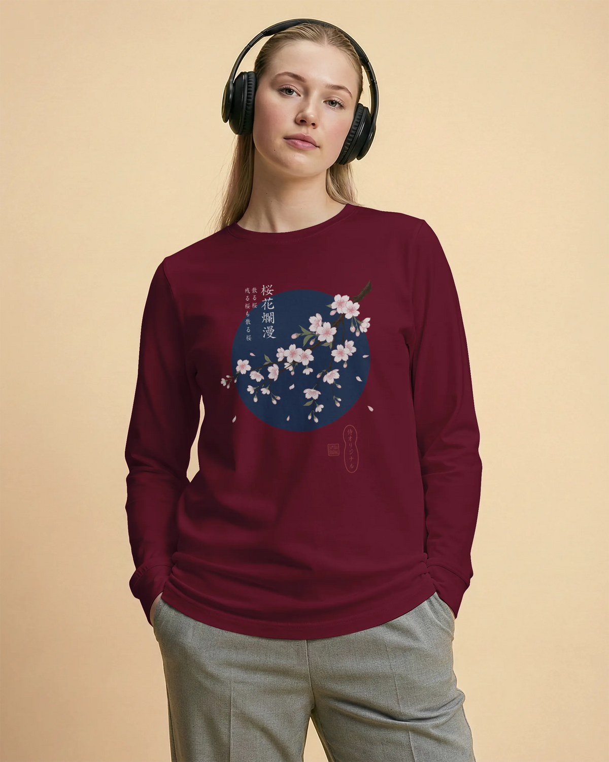 Sakura Blossom Ukiyo-e Unisex Long Sleeve Tee - Samurai Original