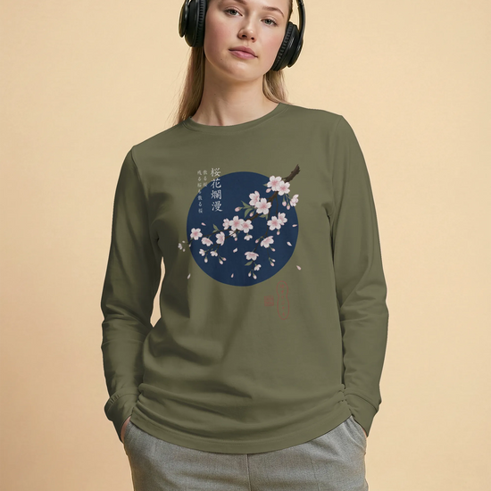 Sakura Blossom Ukiyo-e Unisex Long Sleeve Tee - Samurai Original