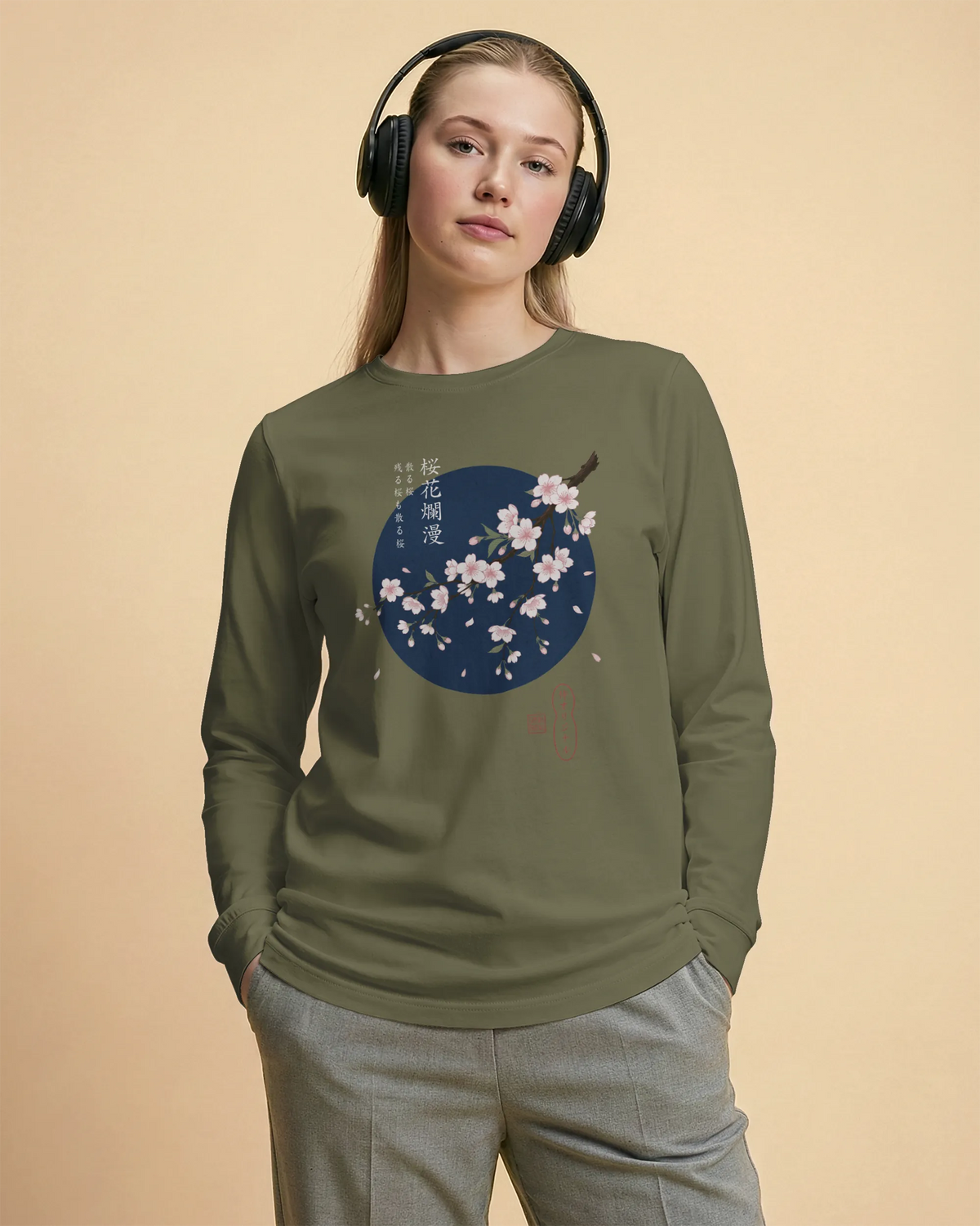 Sakura Blossom Ukiyo-e Unisex Long Sleeve Tee - Samurai Original