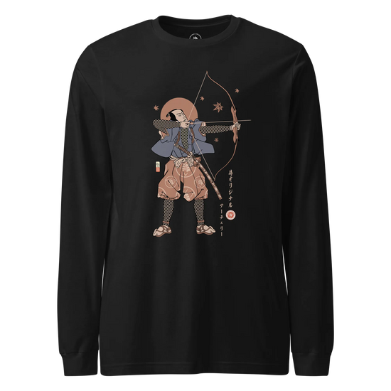 Samurai Archer Ukiyo-e Unisex Long Sleeve Tee Black - Samurai Original