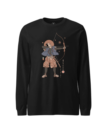 Samurai Archer Ukiyo-e Unisex Long Sleeve Tee Black - Samurai Original