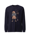 Samurai Archer Ukiyo-e Unisex Long Sleeve Tee Navy - Samurai Original