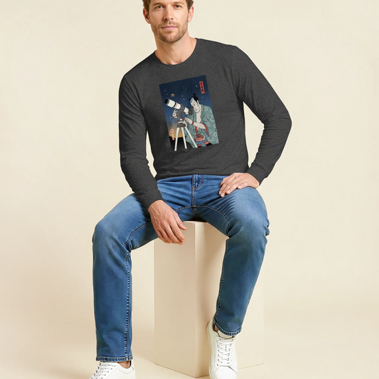 Samurai Astronomy Telescope Ukiyo-e Unisex Long Sleeve Tee - Samurai Original