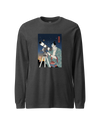 Samurai Astronomy Telescope Ukiyo-e Unisex Long Sleeve Tee Dark Grey Heather - Samurai Original