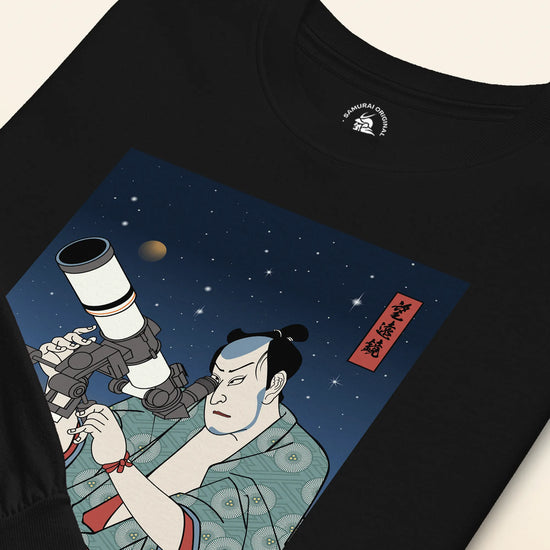 Samurai Astronomy Telescope Ukiyo-e Unisex Long Sleeve Tee - Samurai Original