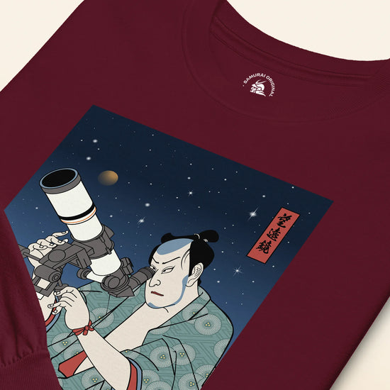 Samurai Astronomy Telescope Ukiyo-e Unisex Long Sleeve Tee - Samurai Original
