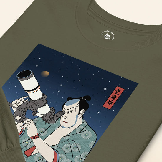 Samurai Astronomy Telescope Ukiyo-e Unisex Long Sleeve Tee - Samurai Original