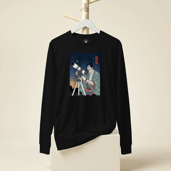 Samurai Astronomy Telescope Ukiyo-e Unisex Long Sleeve Tee - Samurai Original