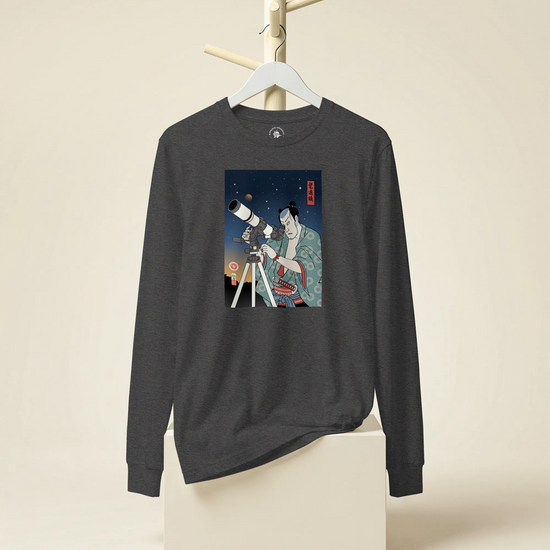 Samurai Astronomy Telescope Ukiyo-e Unisex Long Sleeve Tee - Samurai Original