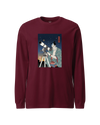 Samurai Astronomy Telescope Ukiyo-e Unisex Long Sleeve Tee Maroon - Samurai Original