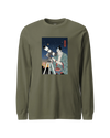 Samurai Astronomy Telescope Ukiyo-e Unisex Long Sleeve Tee Military Green - Samurai Original