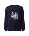 Samurai Astronomy Telescope Ukiyo-e Unisex Long Sleeve Tee Navy - Samurai Original