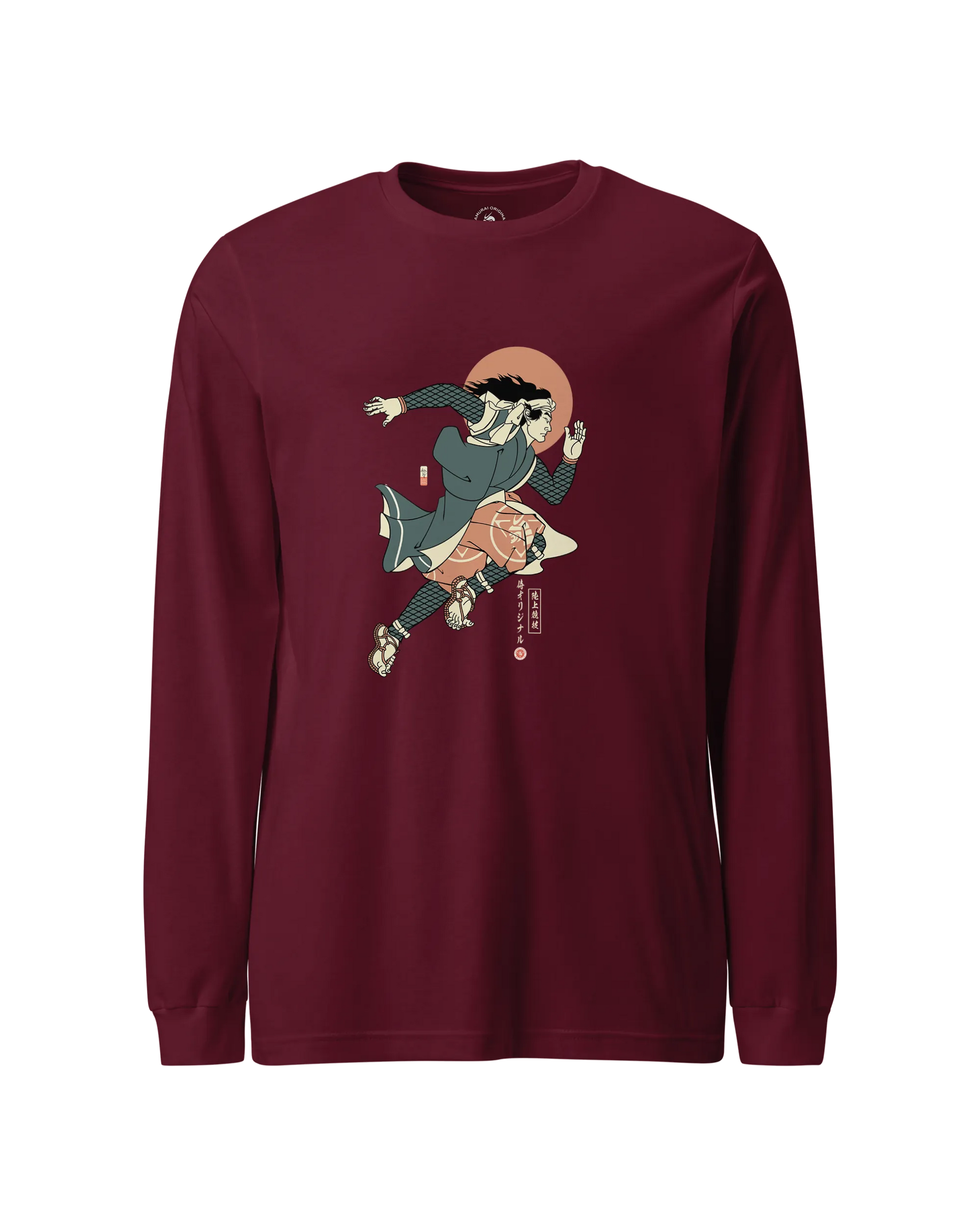 Samurai Athletics Ukiyo-e Unisex Long Sleeve Tee Maroon - Samurai Original