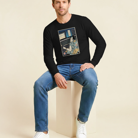 Samurai Audio Engineer Ukiyo-e Unisex Long Sleeve Tee - Samurai Original