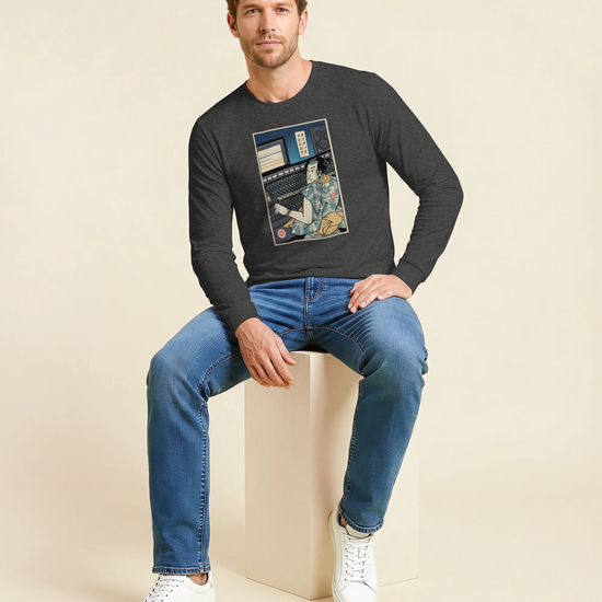 Samurai Audio Engineer Ukiyo-e Unisex Long Sleeve Tee - Samurai Original