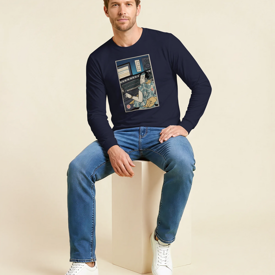 Samurai Audio Engineer Ukiyo-e Unisex Long Sleeve Tee - Samurai Original